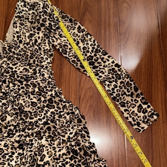 Nicholas Gathered Dress In Leopard Print Brown Mini Ruched Size US 4 Italy 40 - Picture 5 of 11